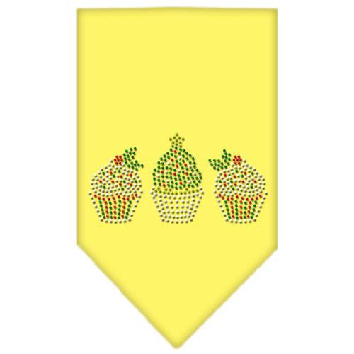 Christmas Cupcakes Rhinestone Bandana Yellow Small