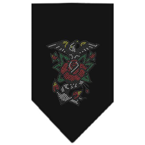 Eagle Rose Rhinestone Bandana Black Small