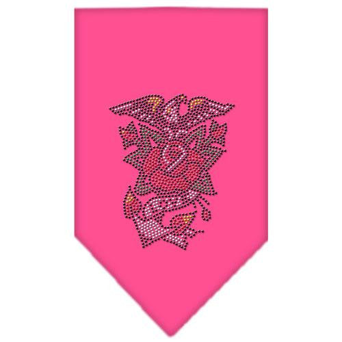 Eagle Rose Rhinestone Bandana Bright Pink Small