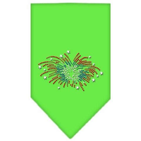 Fireworks Rhinestone Bandana Lime Green Large