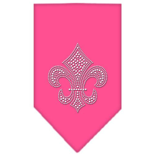 Fleur De Lis Rhinestone Bandana Bright Pink Large