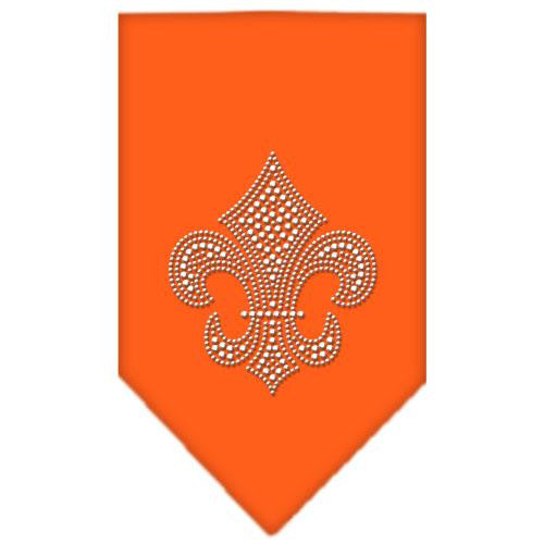 Fleur De Lis Rhinestone Bandana Orange Large