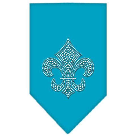 Fleur De Lis Rhinestone Bandana Turquoise Small