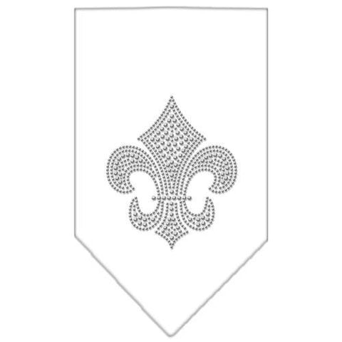 Fleur De Lis Rhinestone Bandana White Small