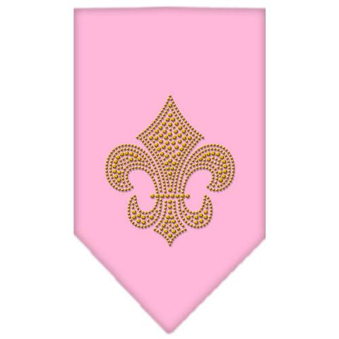 Fleur De Lis Gold Rhinestone Bandana Light Pink Small