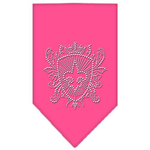 Fleur De Lis Shield Rhinestone Bandana Bright Pink Large