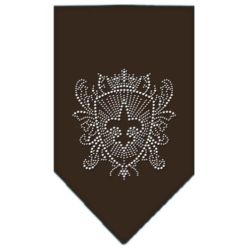 Fleur De Lis Shield Rhinestone Bandana Cocoa Large