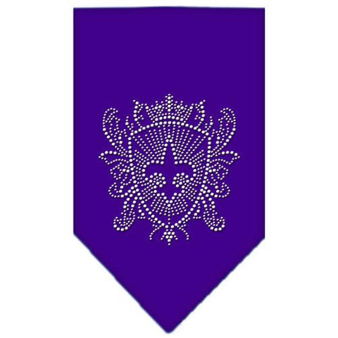 Fleur De Lis Shield Rhinestone Bandana Purple Small