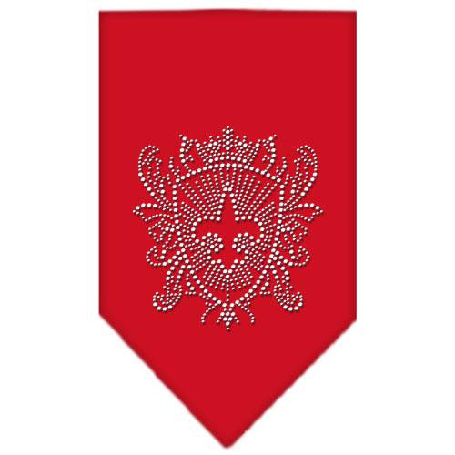 Fleur De Lis Shield Rhinestone Bandana Red Small