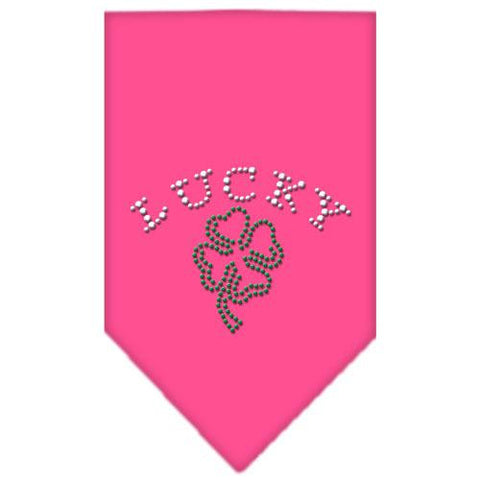 Four Leaf Clover Rhinestone Bandana Bright Pink Small