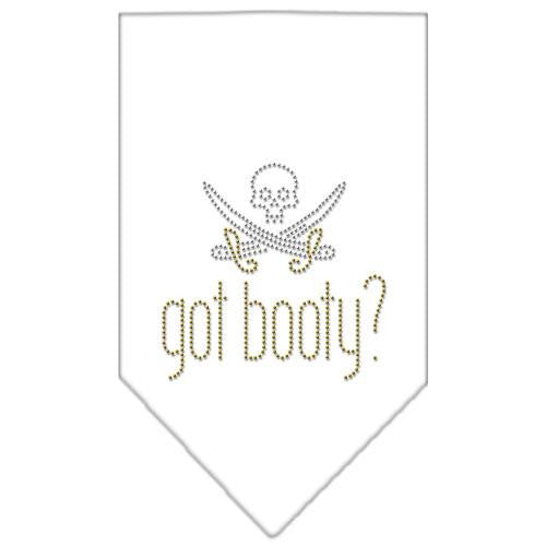 Got Booty Rhinestone Bandana White Small