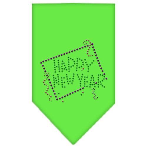 Happy New Year Rhinestone Bandana Lime Green Large