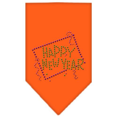 Happy New Year Rhinestone Bandana Orange Large