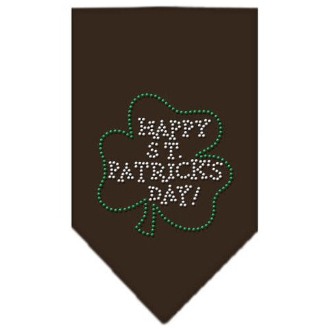 Happy St. Patricks Day Rhinestone Bandana Cocoa Large