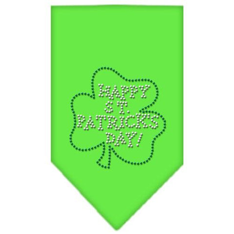 Happy St. Patricks Day Rhinestone Bandana Lime Green Large