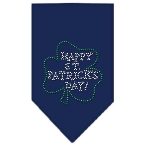 Happy St. Patricks Day Rhinestone Bandana Navy Blue large