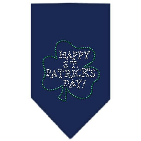 Happy St. Patricks Day Rhinestone Bandana Navy Blue large