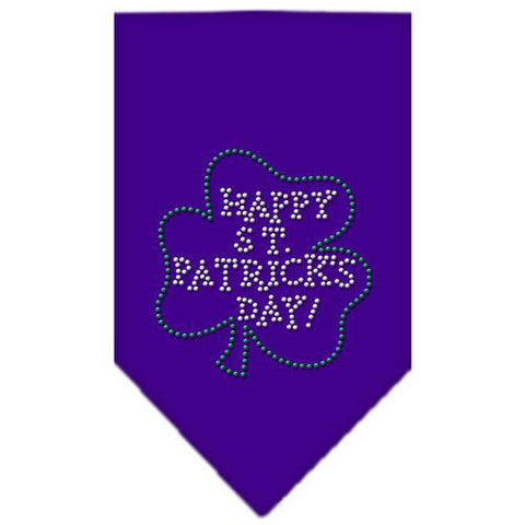 Happy St. Patricks Day Rhinestone Bandana Purple Large