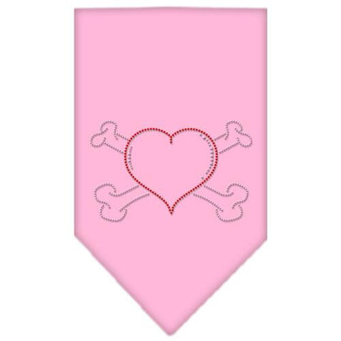 Heart Crossbone Rhinestone Bandana Light Pink Small