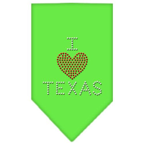 I Heart Texas Rhinestone Bandana Lime Green Small