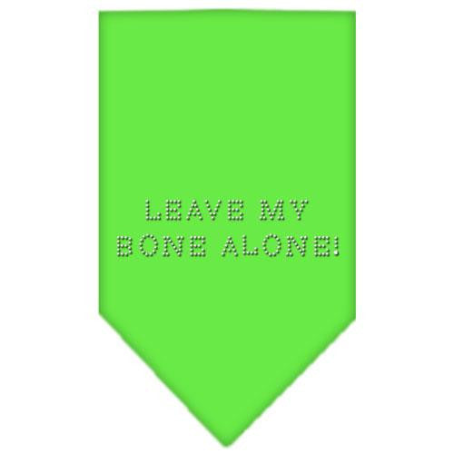 Leave My Bone Alone Rhinestone Bandana Lime Green Large