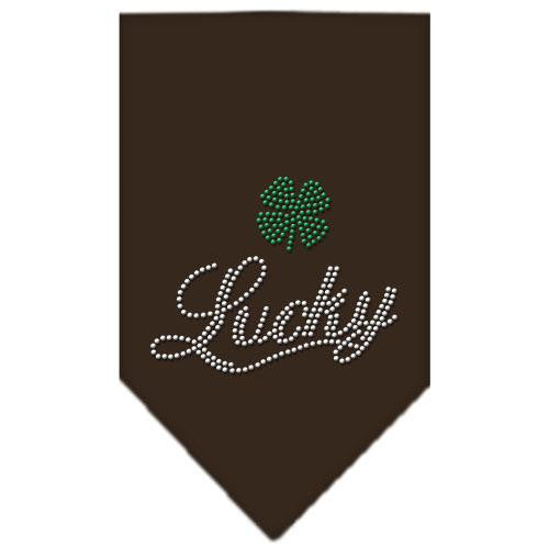 Lucky Script Rhinestone Bandana Cocoa Large