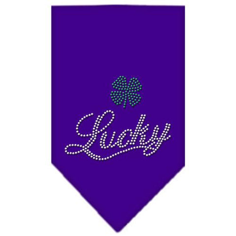 Lucky Script Rhinestone Bandana Purple Small