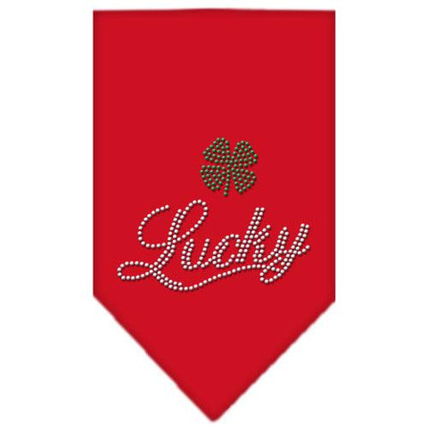 Lucky Script Rhinestone Bandana Red Small