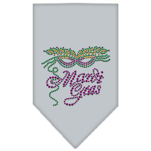 Mardi Gras Rhinestone Bandana Grey Large