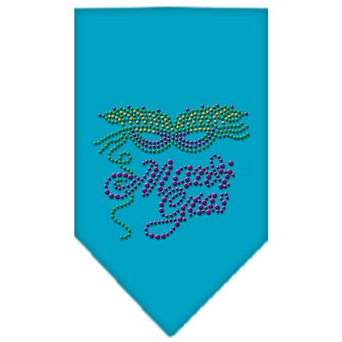 Mardi Gras Rhinestone Bandana Turquoise Small