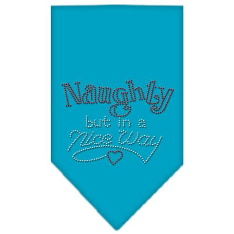 Naughty but in a Nice Way Rhinestone Bandana Turquoise Large