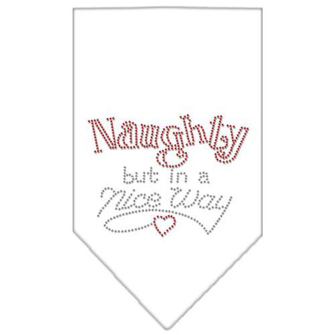 Naughty but in a Nice Way Rhinestone Bandana White Large