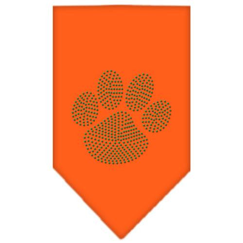 Paw Green Rhinestone Bandana Orange Small