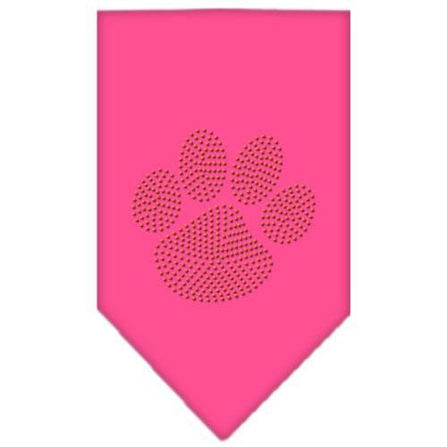 Paw Orange Rhinestone Bandana Bright Pink Large