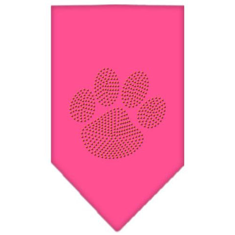 Paw Orange Rhinestone Bandana Bright Pink Small