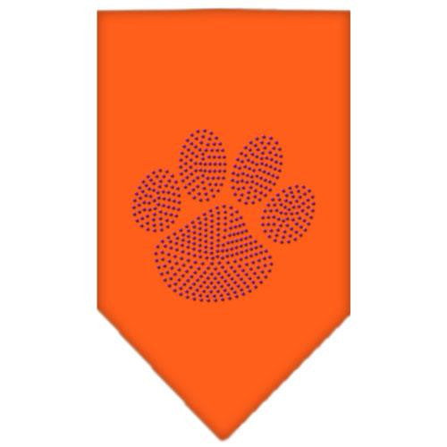 Paw Purple Rhinestone Bandana Orange Small