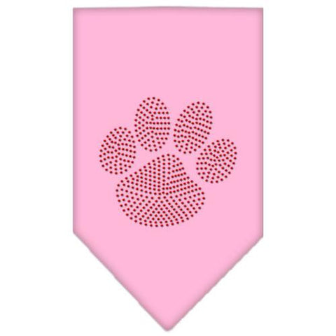 Paw Red Rhinestone Bandana Light Pink Large