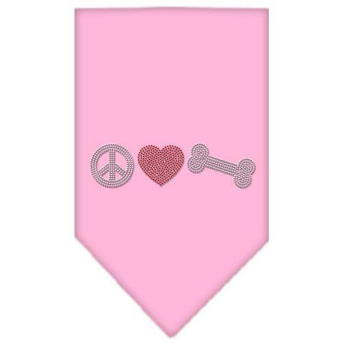 Peace Love Bone Rhinestone Bandana Light Pink Small