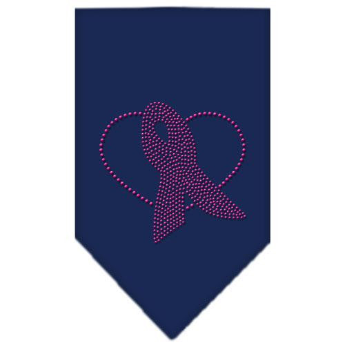 Pink Ribbon Rhinestone Bandana Navy Blue large