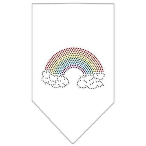 Rainbow Rhinestone Bandana White Large