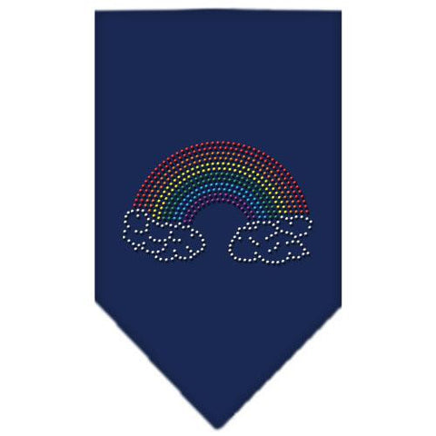 Rainbow Rhinestone Bandana Navy Blue Small