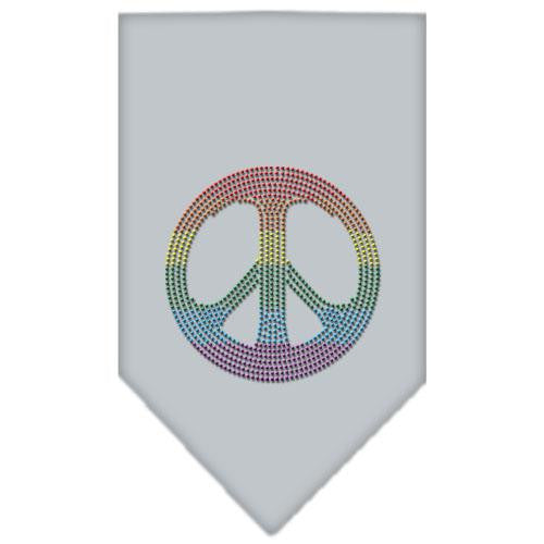 Rainbow Peace Sign Rhinestone Bandana Grey Small