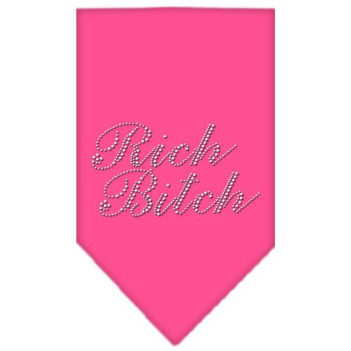 Rich Bitch Rhinestone Bandana Bright Pink Large