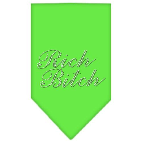 Rich Bitch Rhinestone Bandana Lime Green Small