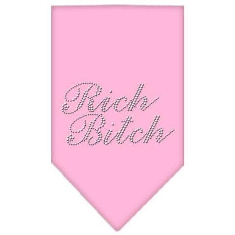 Rich Bitch Rhinestone Bandana Light Pink Small