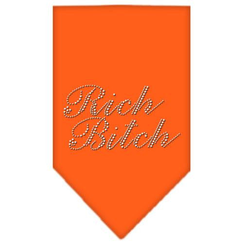 Rich Bitch Rhinestone Bandana Orange Small