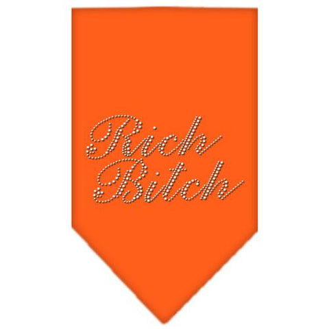 Rich Bitch Rhinestone Bandana Orange Small