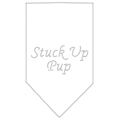 Stuck Up Pup Rhinestone Bandana White Large