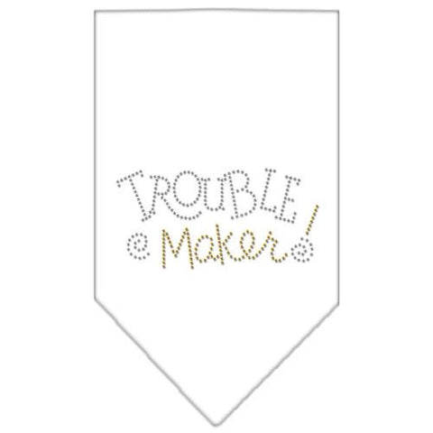 Trouble Maker Rhinestone Bandana White Large