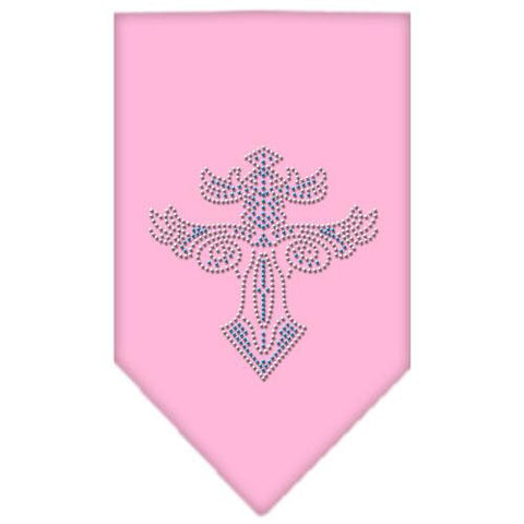 Warriors Cross Rhinestone Bandana Light Pink Small